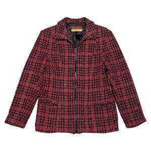 Vintage 90s Terry Ward Wool & Satin Plaid Designer Jacket - Womens 10